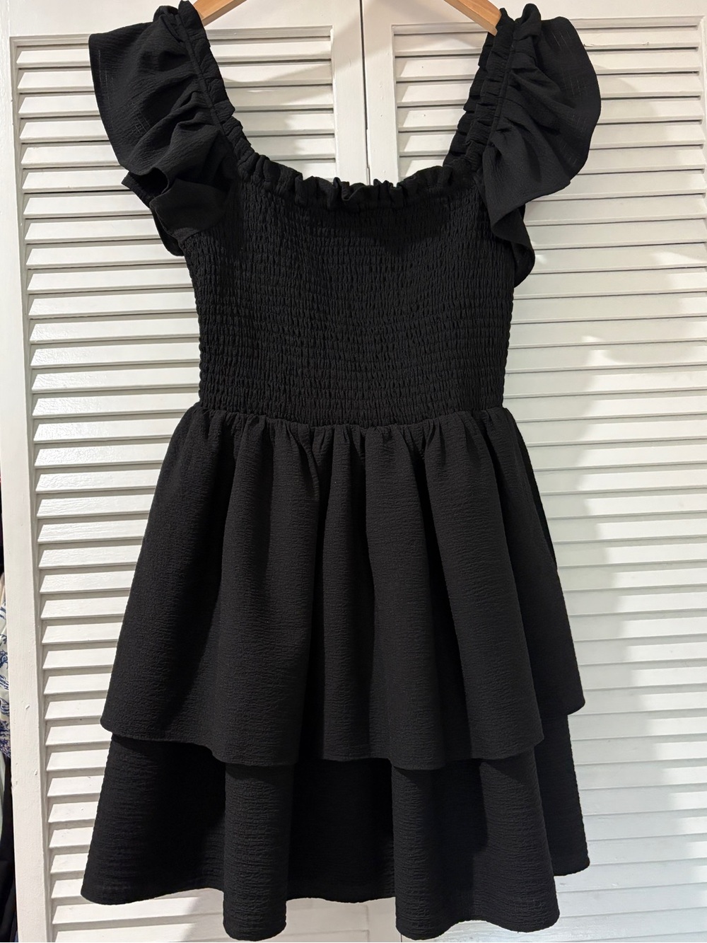 Express Black Ruffle Tiered Mini Dress